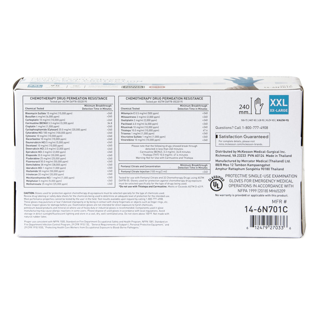 Exam Glove McKesson Confiderm® 6.8C 2X-Large NonSterile Nitrile Standard Cuff Length Fully Textured Blue Chemo Tested / Fentanyl Tested - BeHope