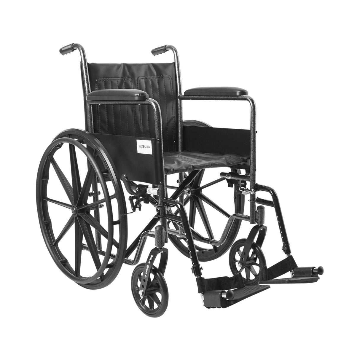 Wheelchair McKesson Dual Axle Full Length Arm Swing-Away Footrest Black Upholstery 18 Inch Seat Width Adult 300 lbs. Weight Capacity - BeHope