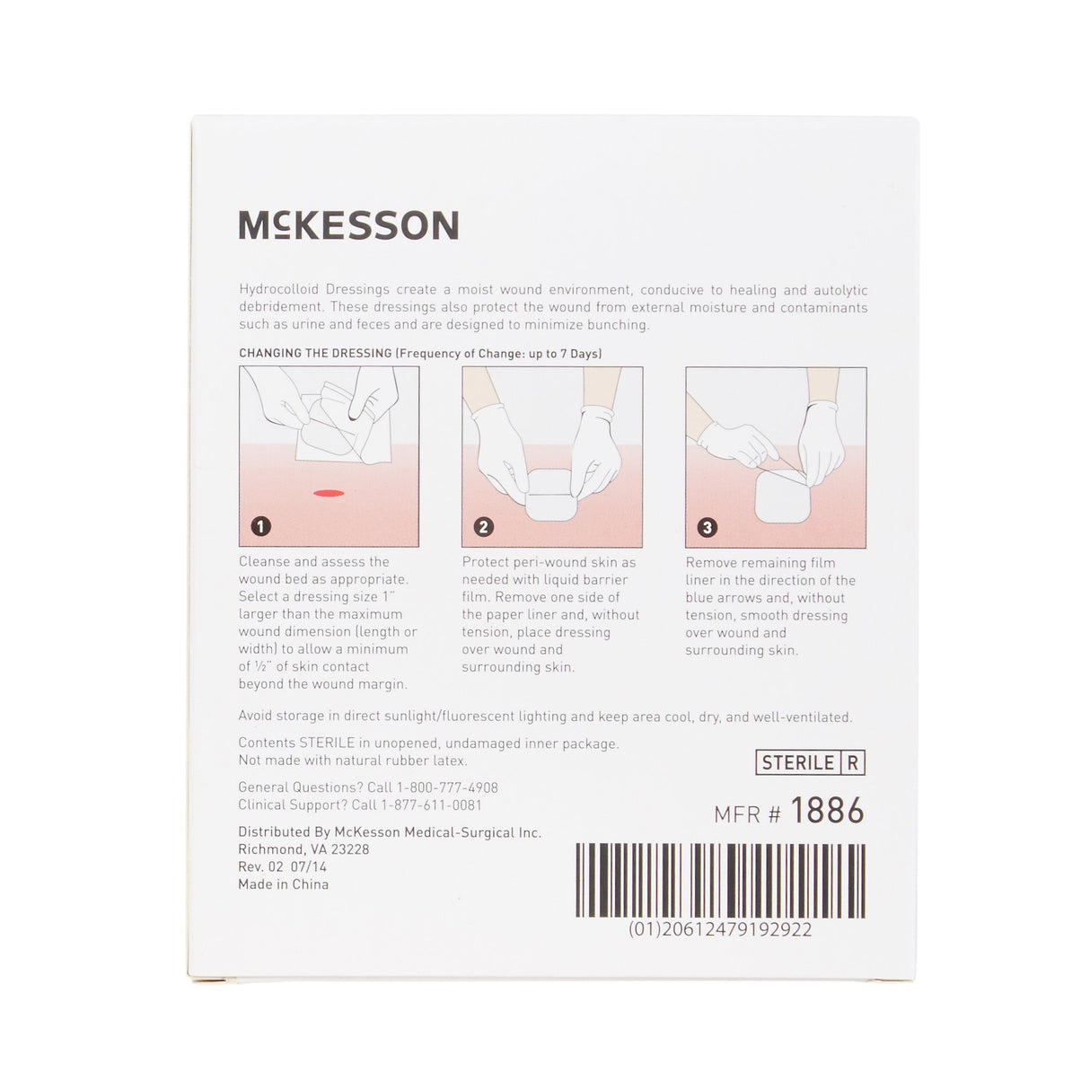 Hydrocolloid Dressing McKesson Waterproof Film Backing 2 X 2 Inch Square Hydrocolloid / Film - BeHope