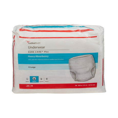 Unisex Adult Absorbent Underwear Sure Care™ Plus Pull On with Tear Away Seams X-Large Disposable Heavy Absorbency - BeHope