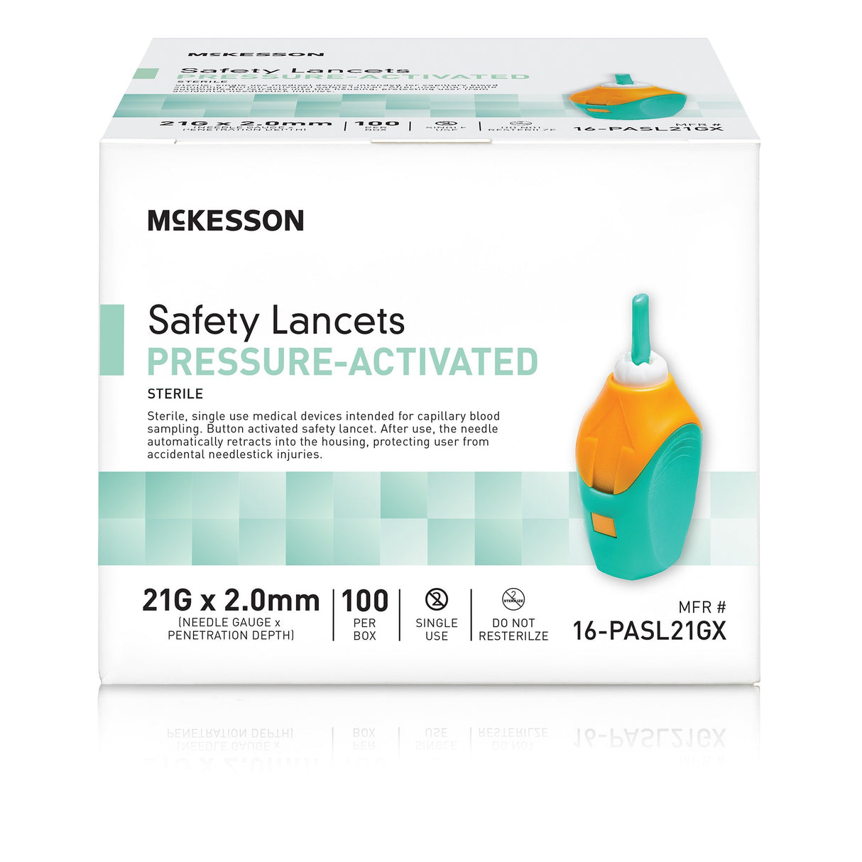 Safety Lancet McKesson 21 Gauge Retractable Pressure Activated Finger - BeHope