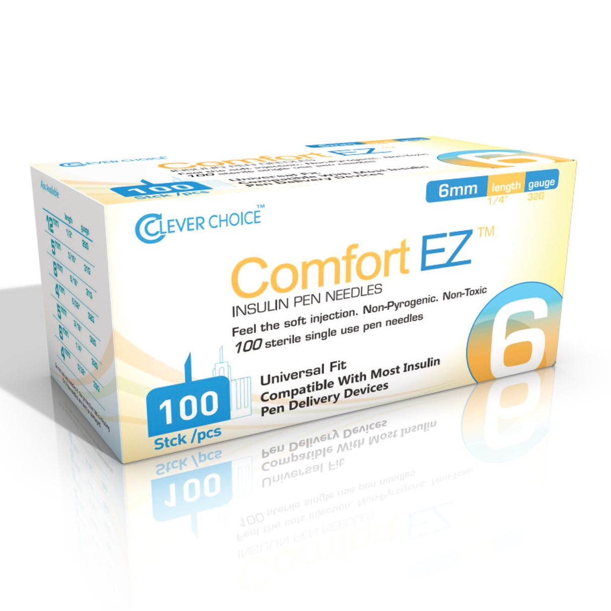 Standard Insulin Pen Needle Comfort EZ™ 32 Gauge 6 mm Length NonSafety - BeHope