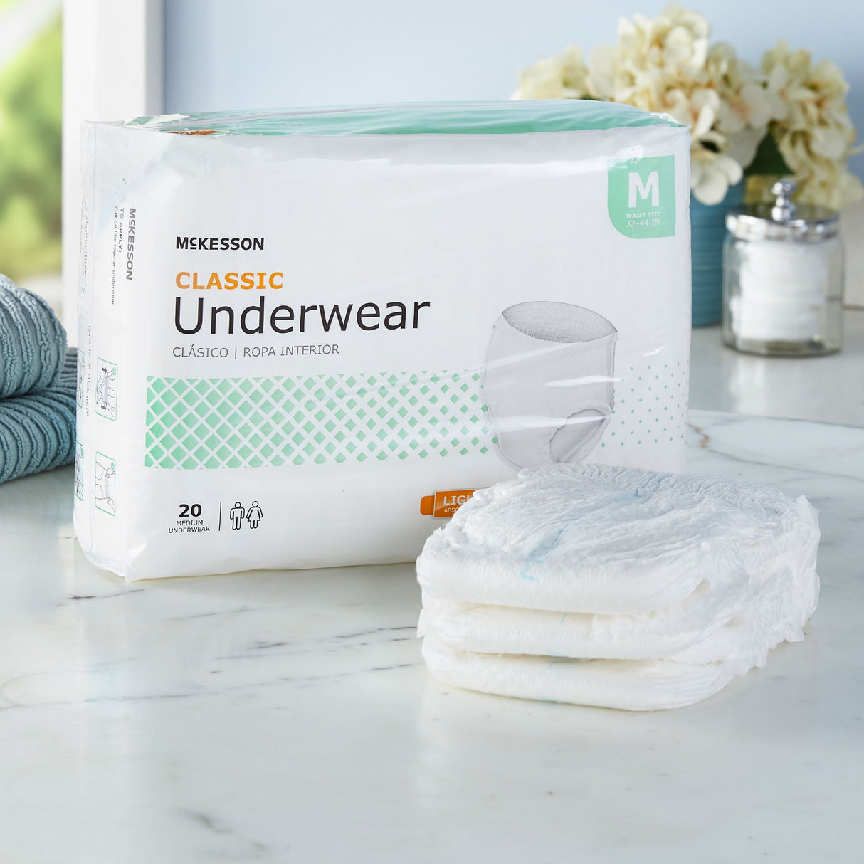 Unisex Adult Absorbent Underwear McKesson Classic Pull On with Tear Away Seams Medium Disposable Light Absorbency - BeHope