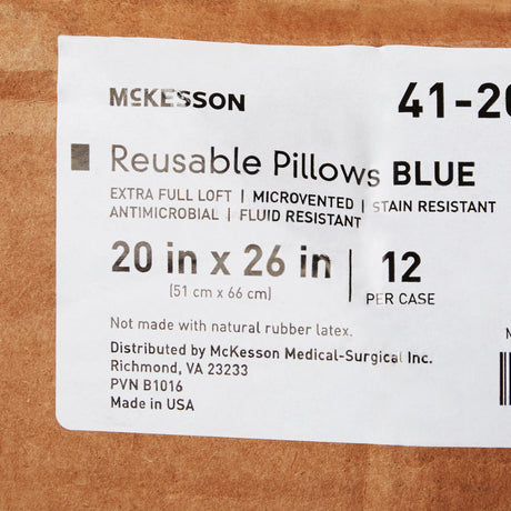 Bed Pillow McKesson 20 X 26 Inch Blue Reusable - BeHope