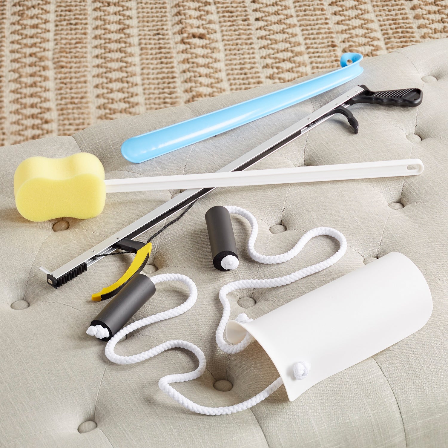 ADL Hip / Knee Equipment Kit FabLife™ Standard Reacher - 26 Inch Length / Shoehorn - 18 Inch Length - BeHope