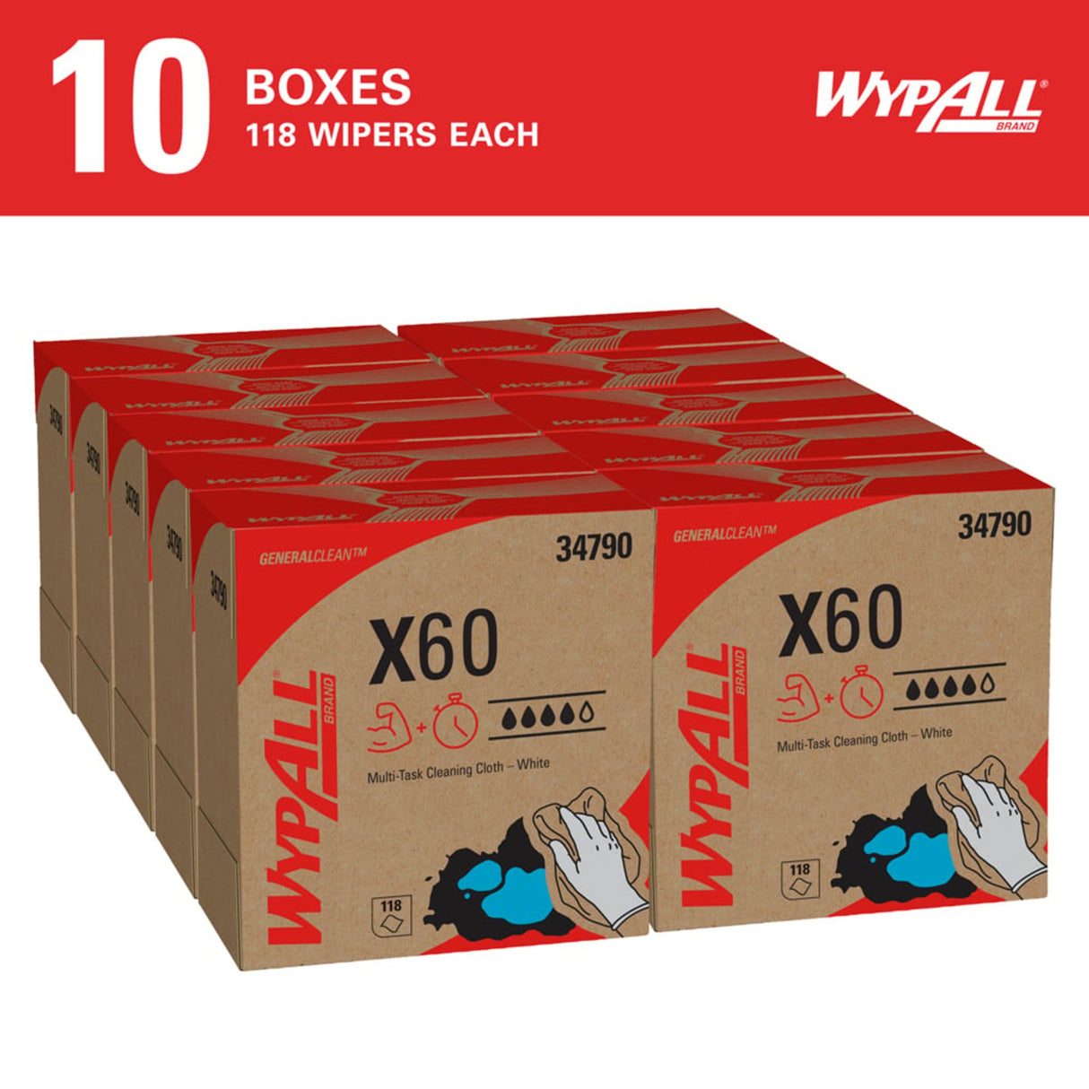 Multipurpose Task Wipe WypAll® GeneralClean™ X60 118 Count Dispenser Box 8 X 16 Inch NonSterile Disposable - BeHope