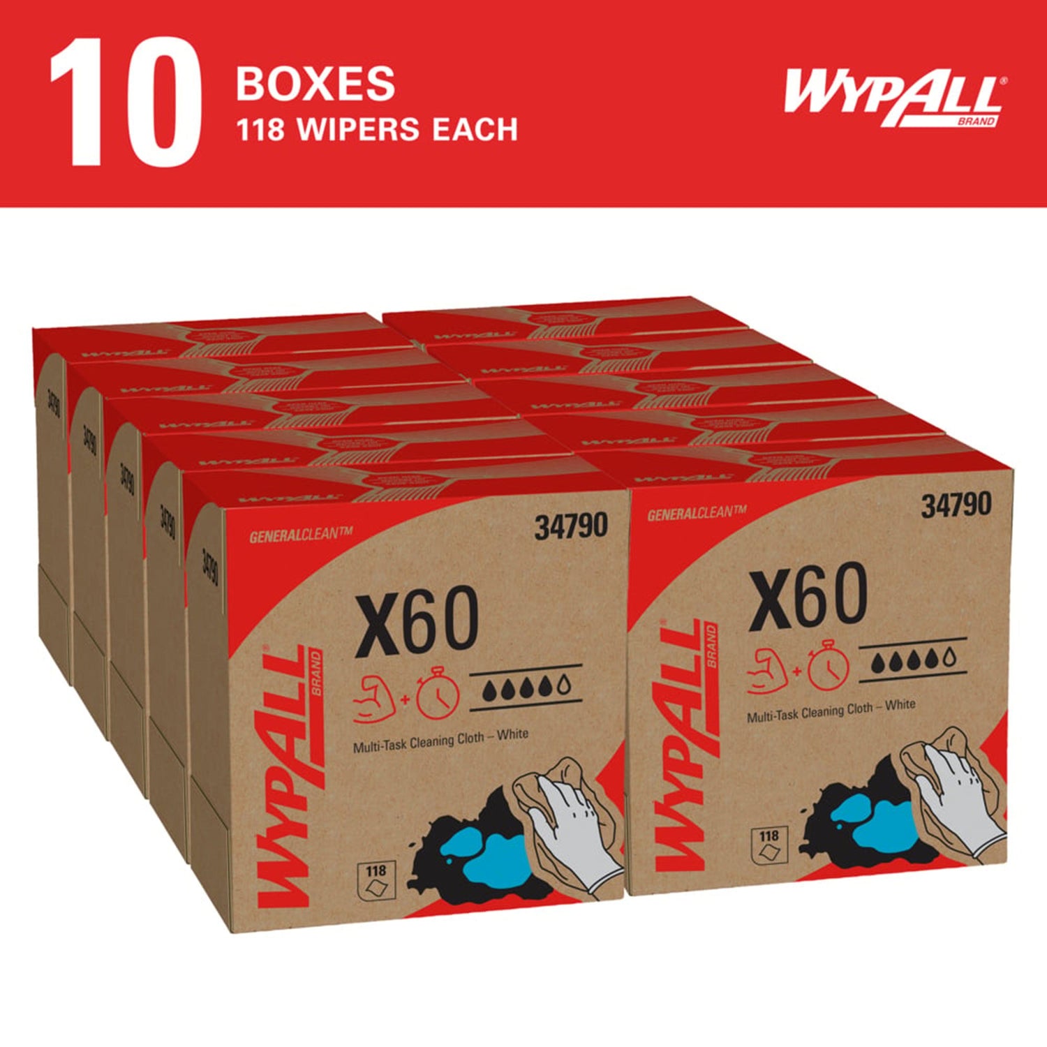 Multipurpose Task Wipe WypAll® GeneralClean™ X60 118 Count Dispenser Box 8 X 16 Inch NonSterile Disposable - BeHope