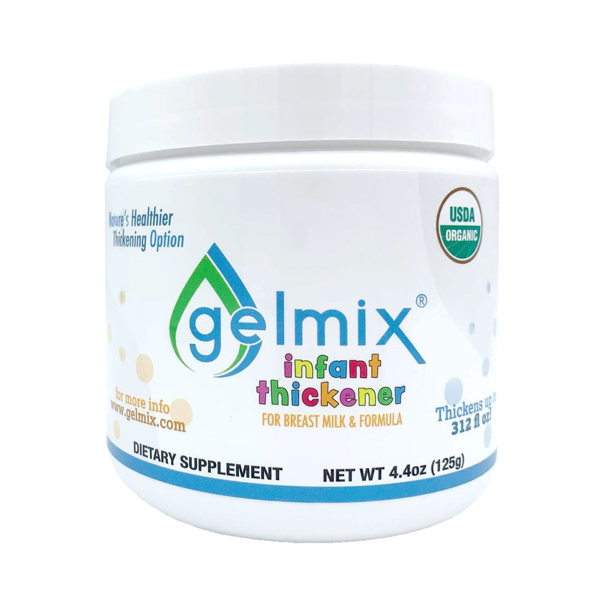 Infant Formula and Breast Milk Thickener Gelmix® 4.4 oz. Jar Unflavored Powder IDDSI Level 1 Slightly Thick - BeHope