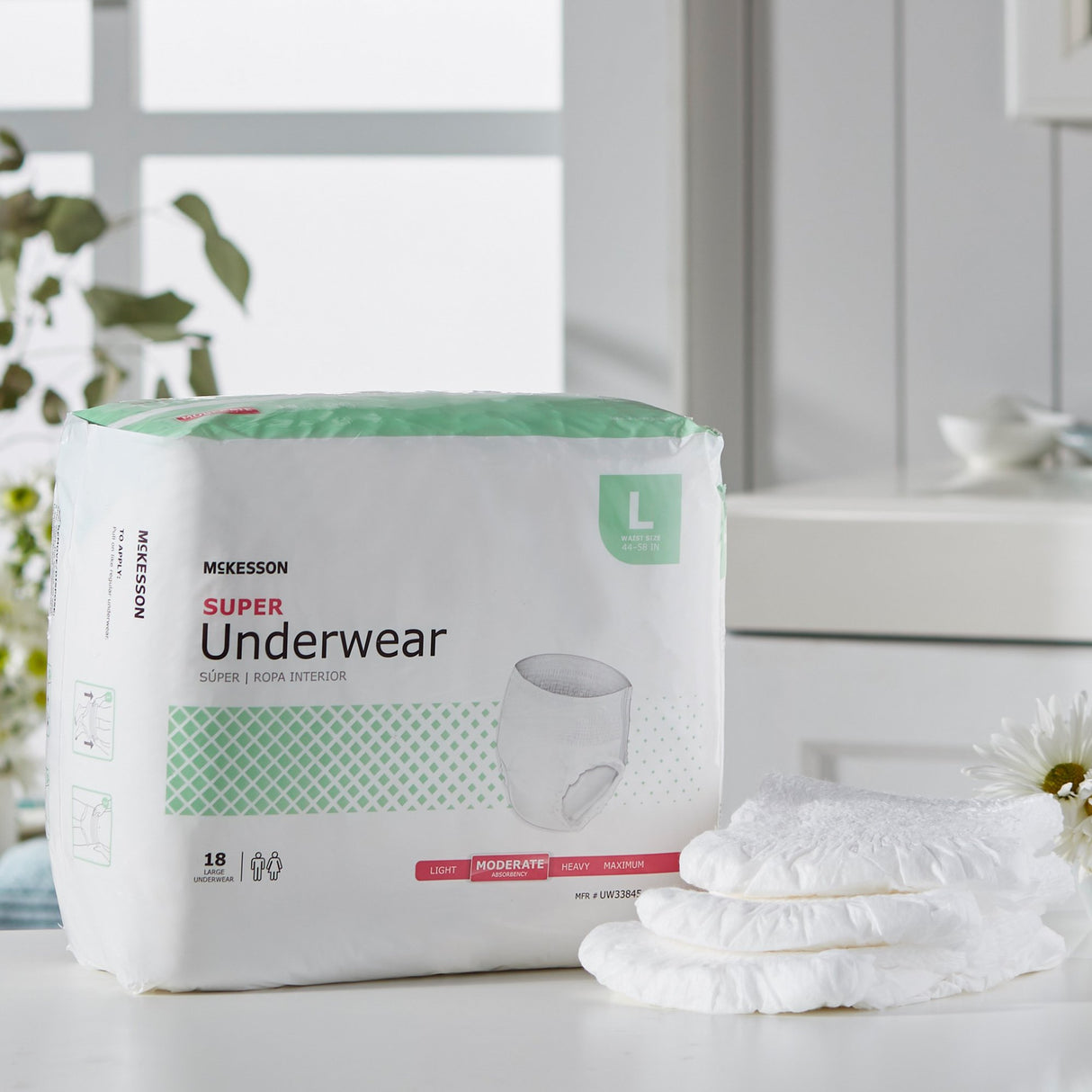 Unisex Adult Absorbent Underwear McKesson Pull On with Tear Away Seams Large Disposable Moderate Absorbency - BeHope