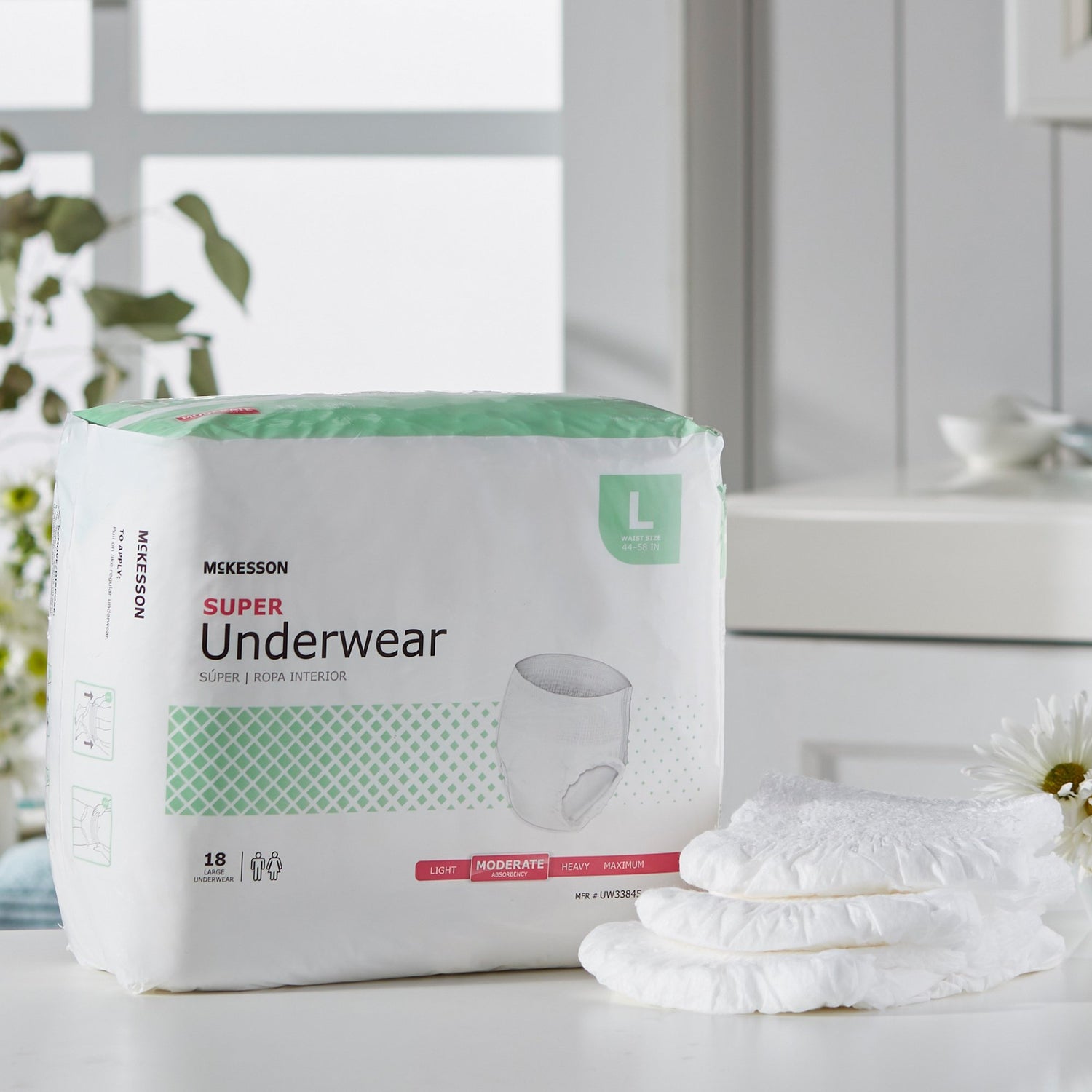 Unisex Adult Absorbent Underwear McKesson Pull On with Tear Away Seams Large Disposable Moderate Absorbency - BeHope