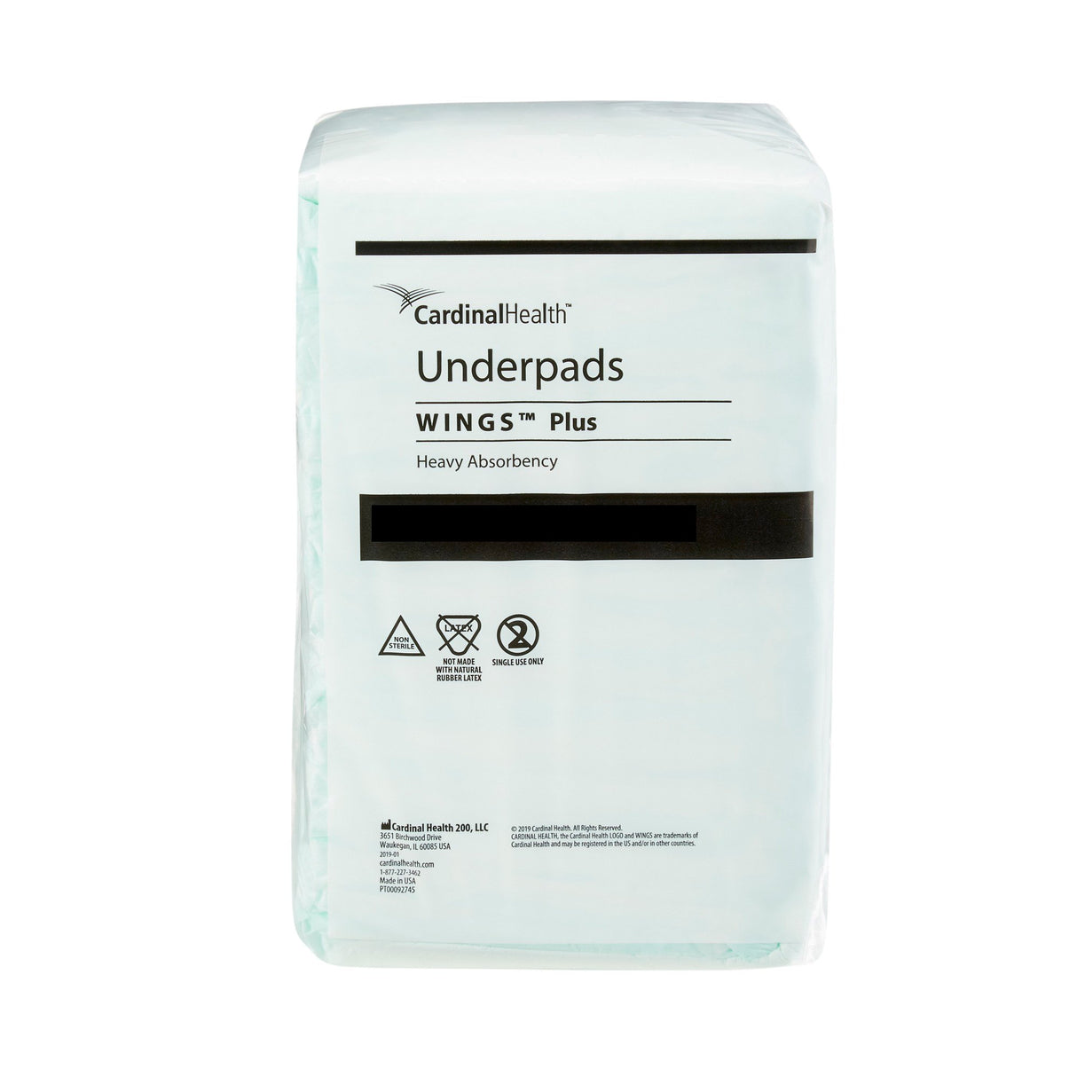 Disposable Underpad Wings Plus 36 X 36 Inch Fluff / Polymer Heavy Absorbency - BeHope