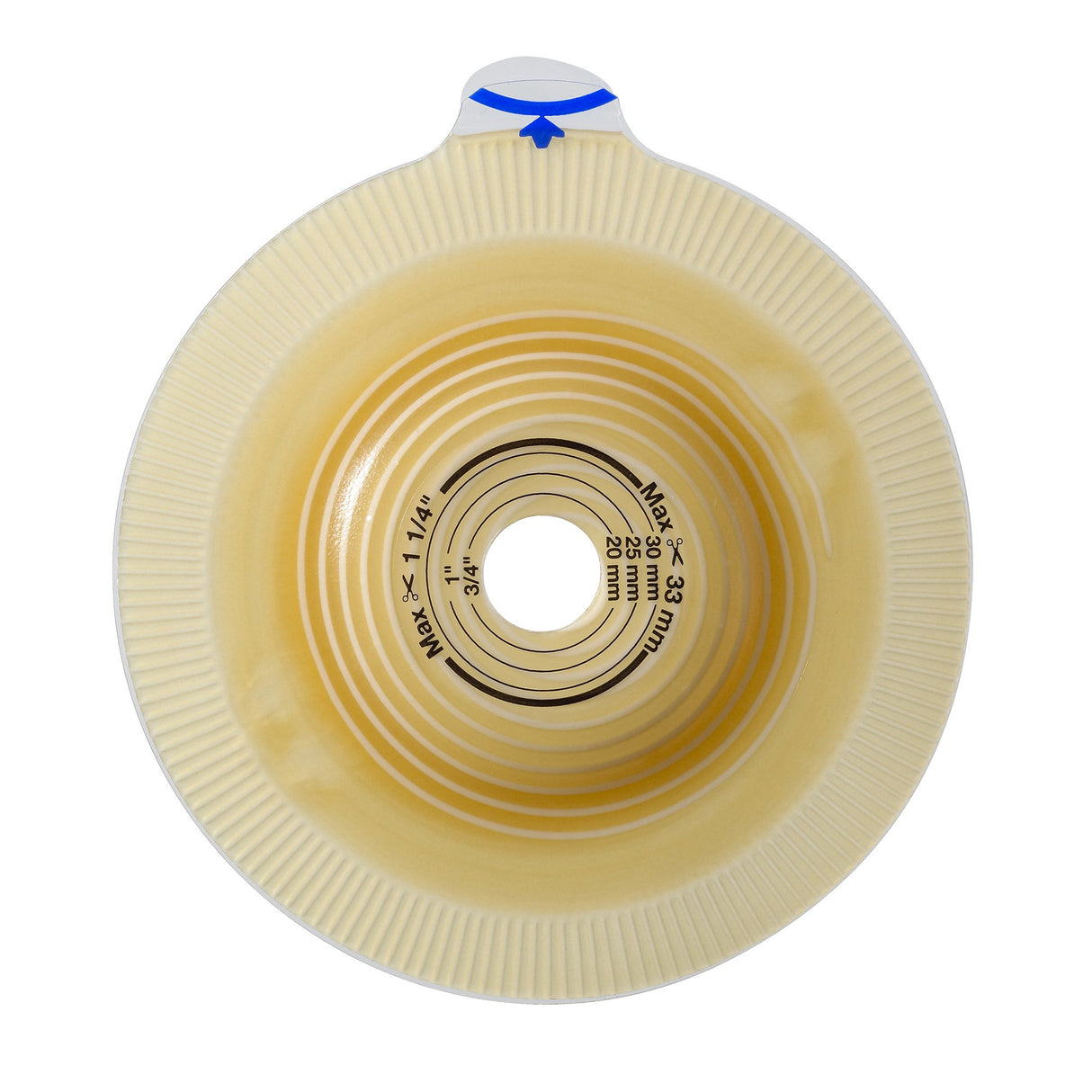 Ostomy Barrier Assura® Trim to Fit, Standard Wear Pectin Based Adhesive 60 mm Flange Blue Code System Synthetic Resin 3/4 to 1-3/4 Inch Opening - BeHope