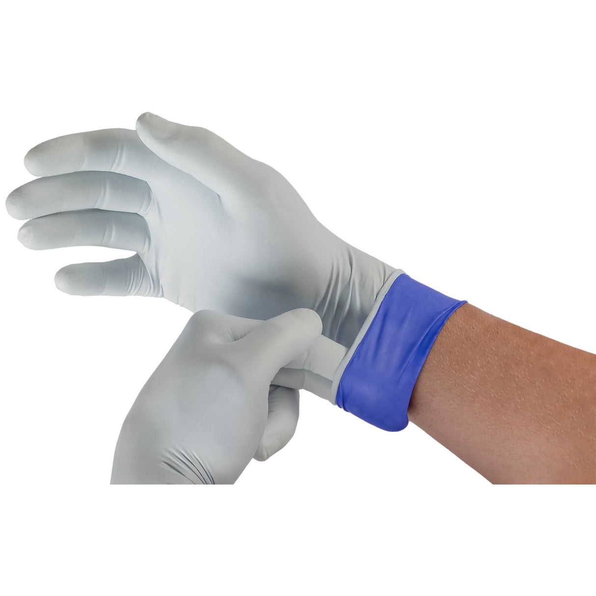 Exam Glove LifeStar™ EC X-Large NonSterile Nitrile Extended Cuff Length Textured Fingertips White / Blue Fentanyl Tested - BeHope