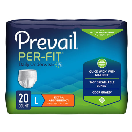 Unisex Adult Absorbent Underwear Prevail® Per-Fit® Extra Pull On with Tear Away Seams Large Disposable Heavy Absorbency - BeHope