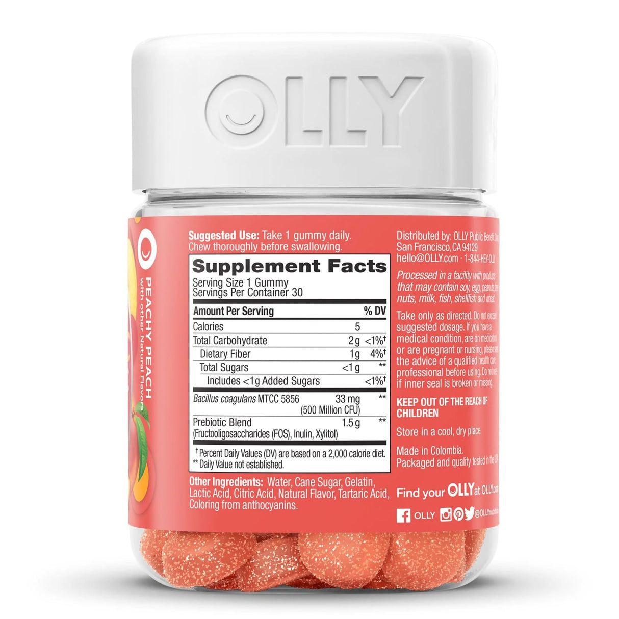 Prebiotic / Probiotic Dietary Supplement OLLY® Probiotic + Prebiotic 30 per Bottle Gummy - BeHope