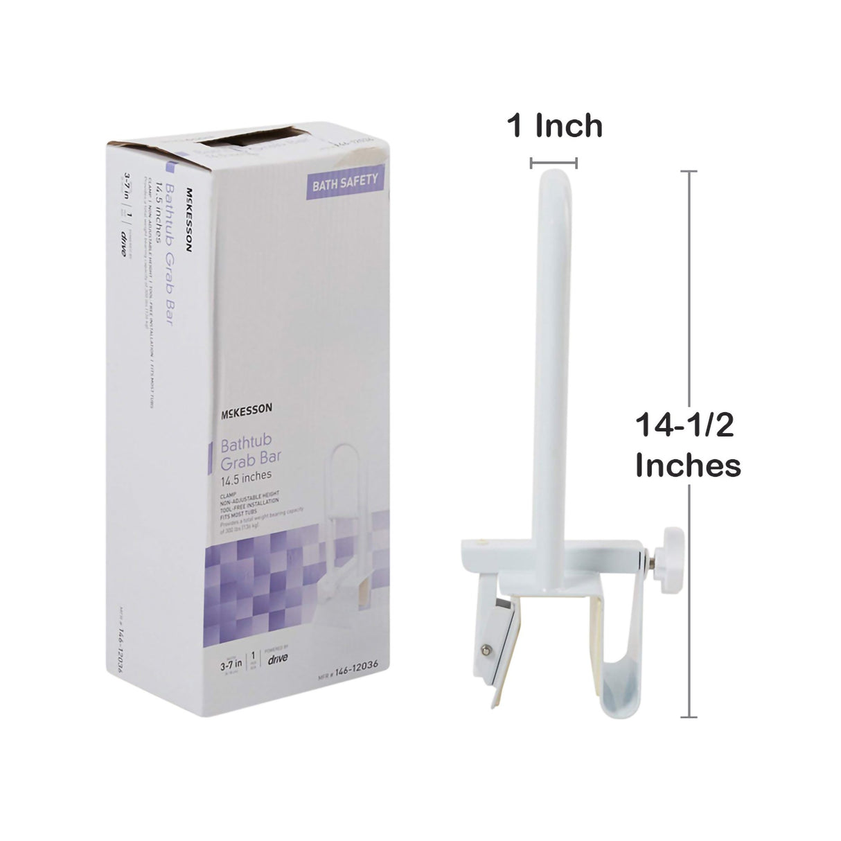 Bathtub Grab Bar McKesson White Steel - BeHope