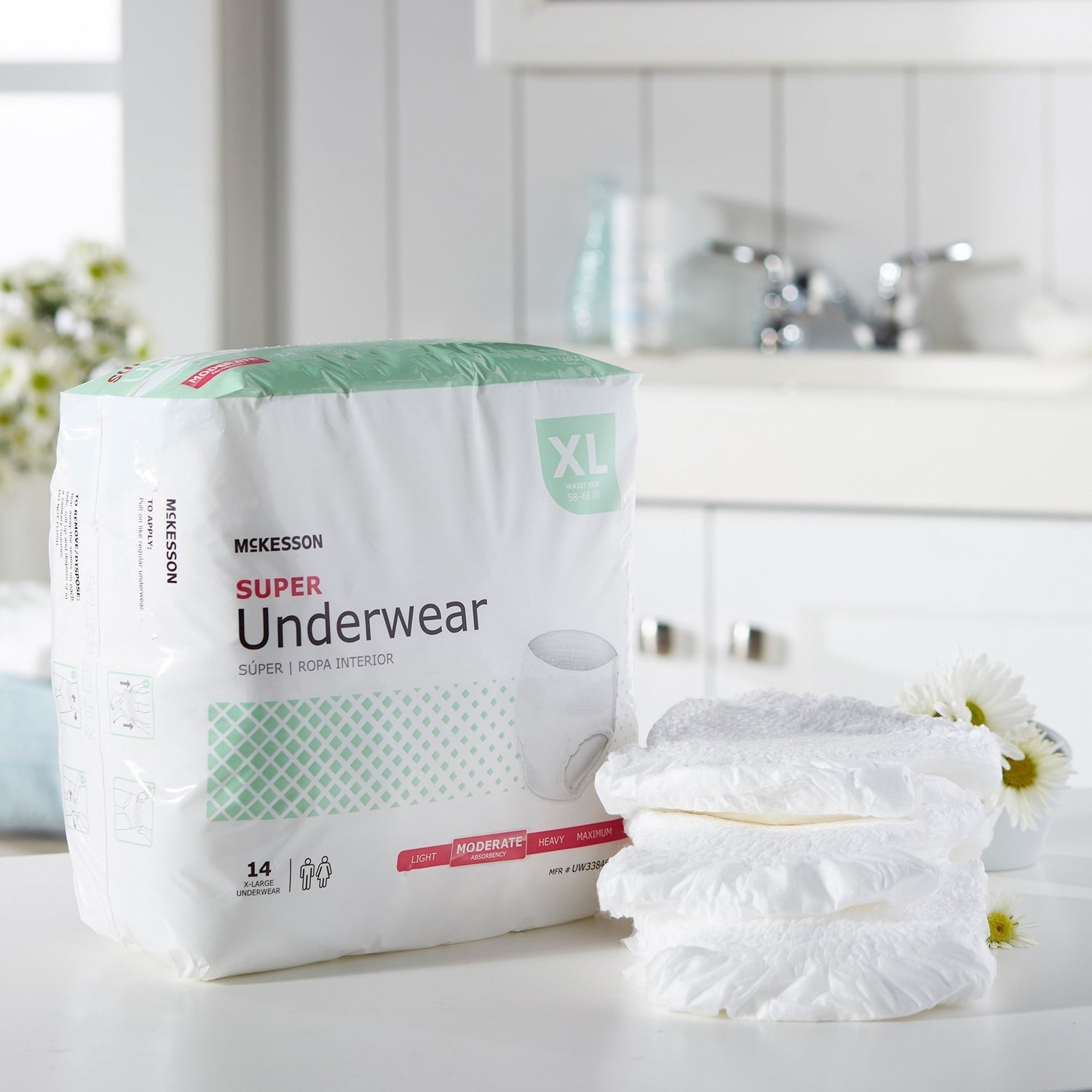 Unisex Adult Absorbent Underwear McKesson Pull On with Tear Away Seams X-Large Disposable Moderate Absorbency - BeHope