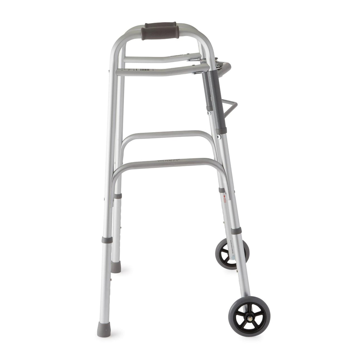 Dual Release Folding Walker with Wheels Adjustable Height Medline Aluminum Frame 300 lbs. Weight Capacity 32-1/2 to 38-1/2 Inch Height - BeHope