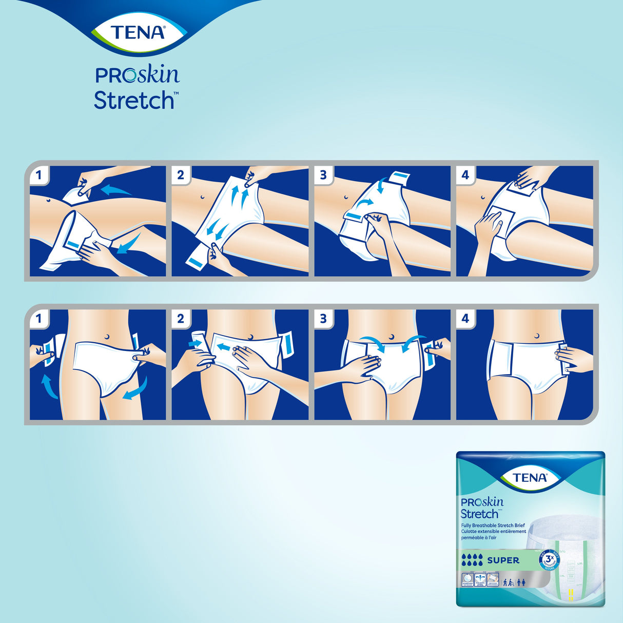 Unisex Adult Incontinence Brief TENA ProSkin Stretch™ Super Large / X-Large Disposable Heavy Absorbency - BeHope