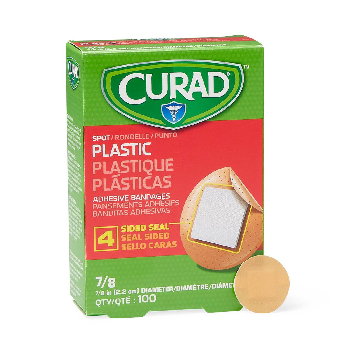 Adhesive Spot Bandage Curadâ® Plastic Tan 7/8 Inch Diameter Sterile