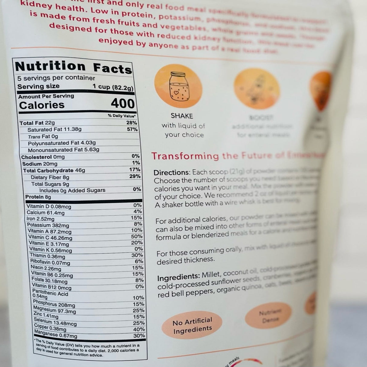 Oral Supplement Restore Renal Support Unflavored Powder 16 oz. Pouch - BeHope