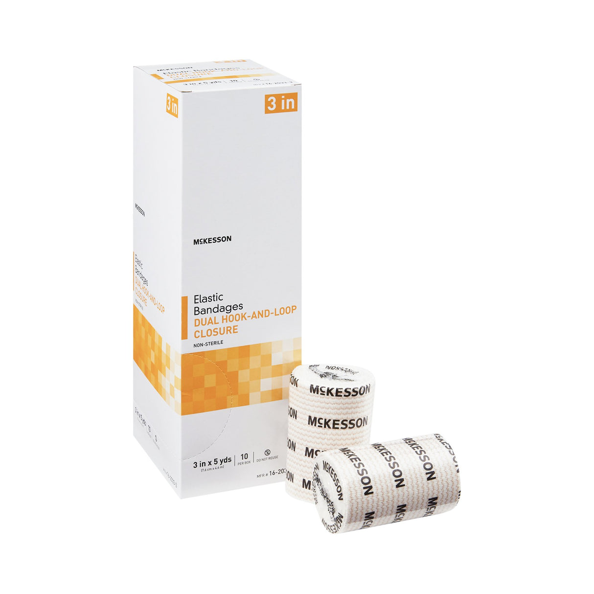 Elastic Bandage McKesson 3 Inch X 5 Yard Double Hook and Loop Closure Tan NonSterile Standard Compression - BeHope