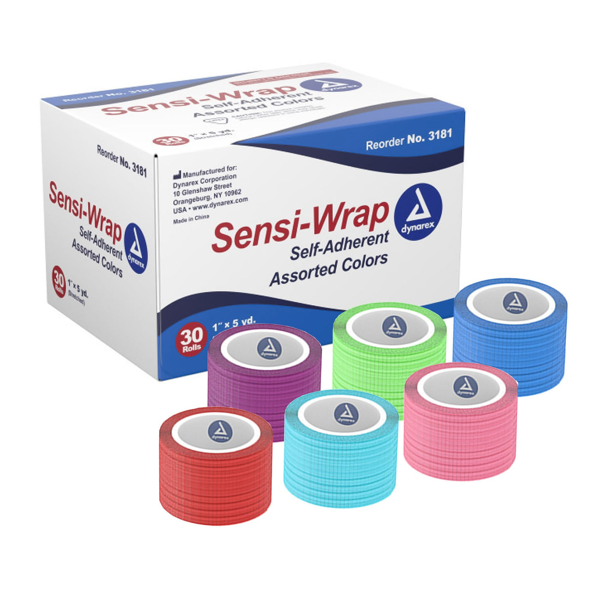 Cohesive Bandage Sensi-Wrap 1 Inch X 5 Yard Self-Adherent Closure Red / Green / Purple / Dark Blue / Pink / Light Blue NonSterile Standard Compression - BeHope