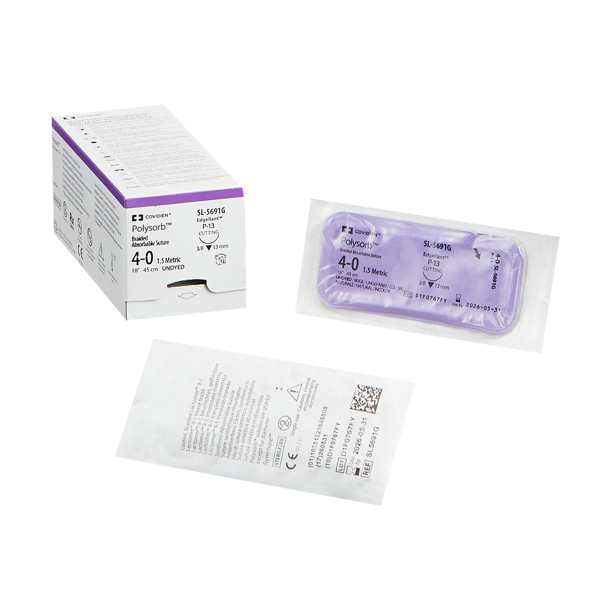 Absorbable Suture With Needle Polysorb™ Polyester Pc-11 3/8 Circle Conventional Cutting Needle Size 5-0 Braided - Behope