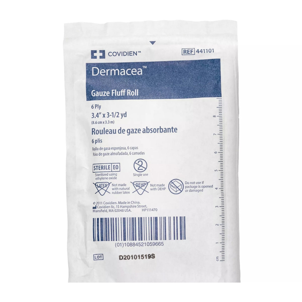 Fluff Bandage Roll Dermacea™ 3-2/5 Inch X 3-1/2 Yard 6-Ply Sterile 1 per Pack - BeHope