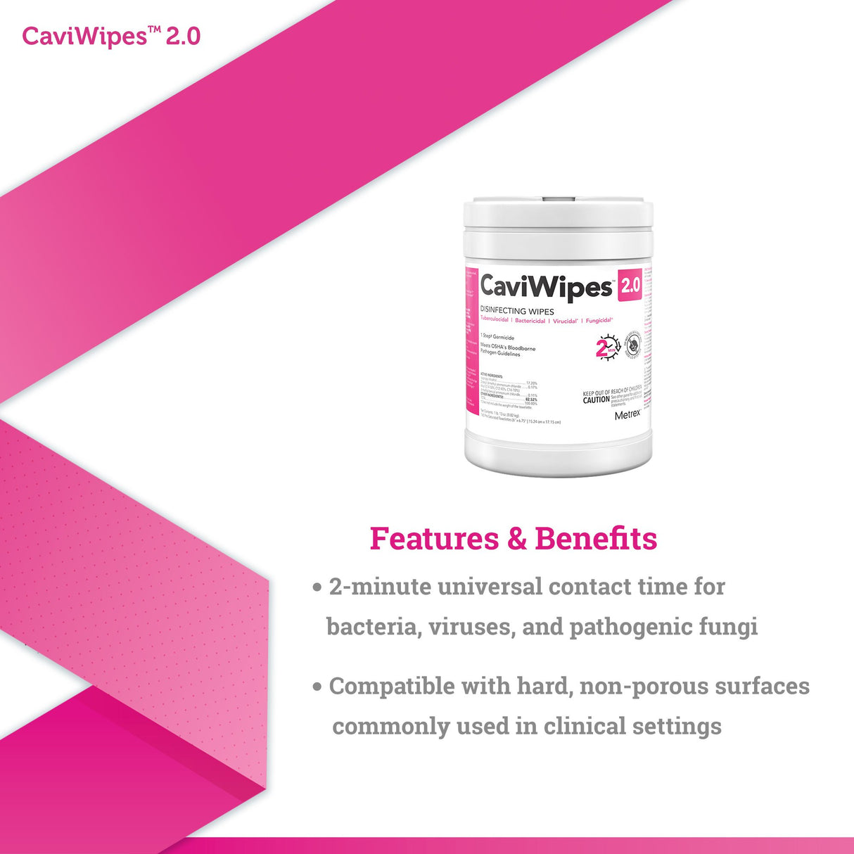 Surface Disinfectant CaviWipes™ 2.0 Premoistened Manual Pull Wipe 65 Count Canister Alcohol Scent NonSterile - BeHope