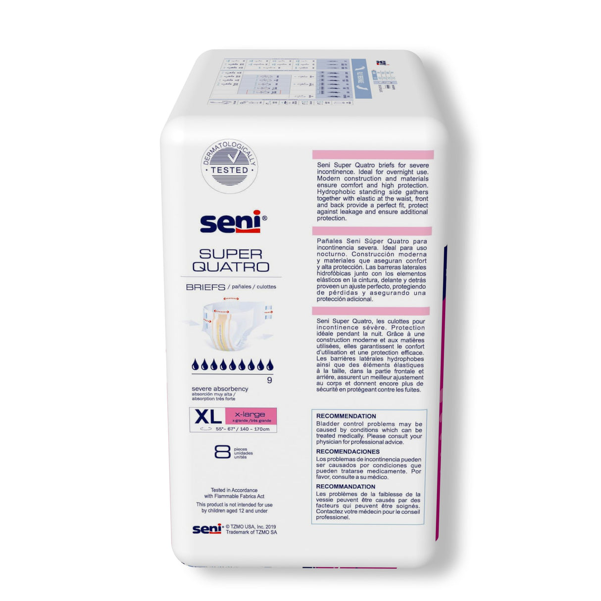 Unisex Adult Incontinence Brief Seni® Super Quatro X-Large Disposable Heavy Absorbency - BeHope