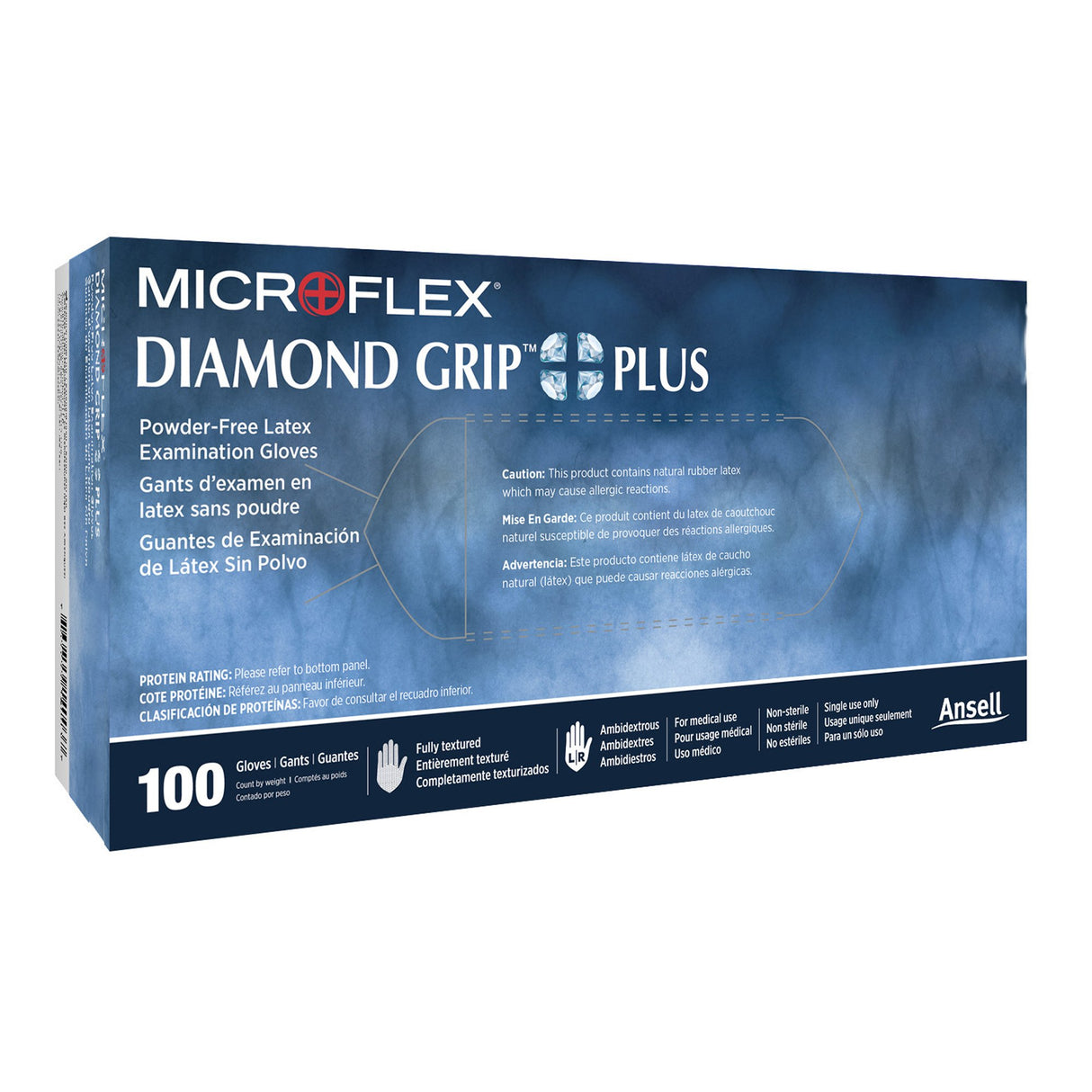 Exam Glove Diamond Grip Plus™ Small NonSterile Latex Standard Cuff Length Fully Textured White Not Rated - BeHope