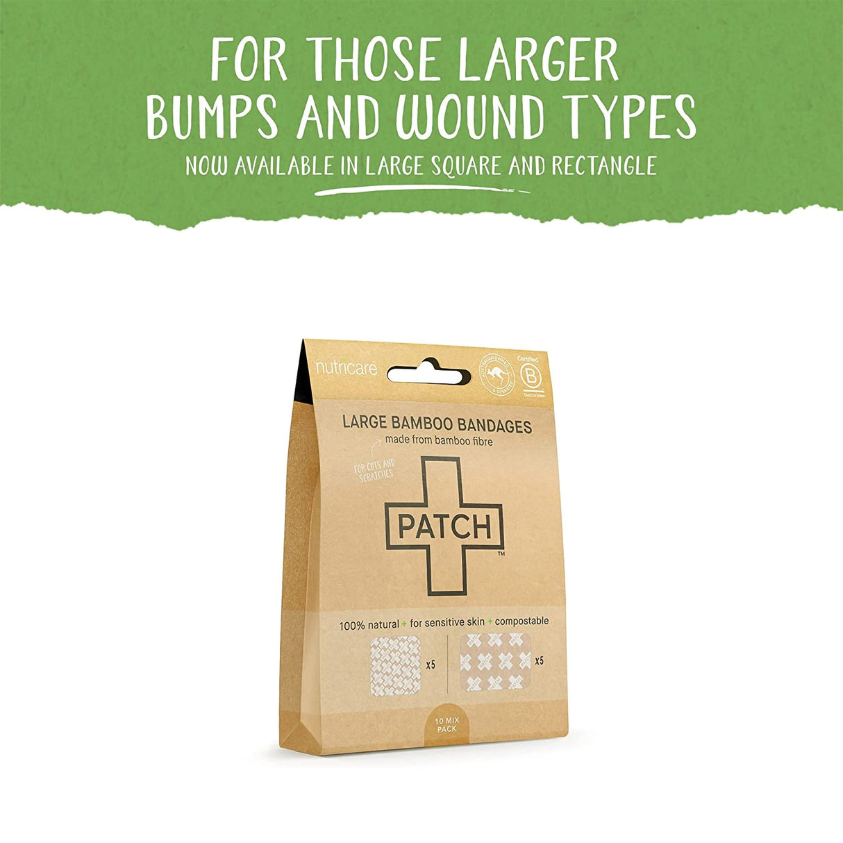 Adhesive Strip Patch™ Bamboo Tan 2 X 3 Inch / 3 X 3 Inch Sterile - BeHope