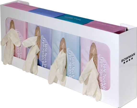 Glove Box Holder Bowman® Horizontal or Vertical Mounted 4-Box Capacity White 3-3/4 X 10 X 22-1/4 Inch Steel - BeHope