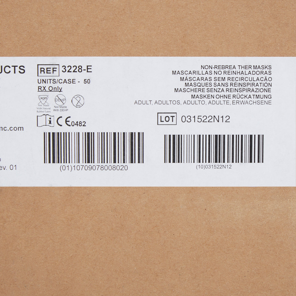 NonRebreather Oxygen Mask McKesson Elongated Style Adult One Size Fits Most Adjustable Head Strap - BeHope