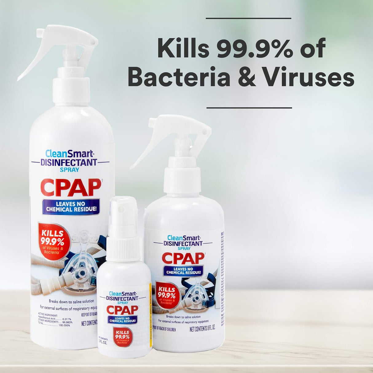 CPAP Disinfectant Spray CleanSmart™ 16 oz., Pump Bottle - BeHope