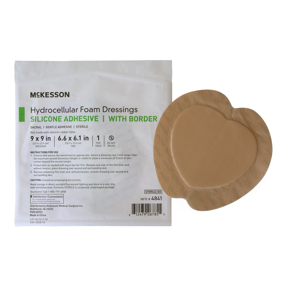 Foam Dressing McKesson 9 X 9 Inch With Border Waterproof Film Backing Silicone Gel Adhesive Sacral Sterile - BeHope