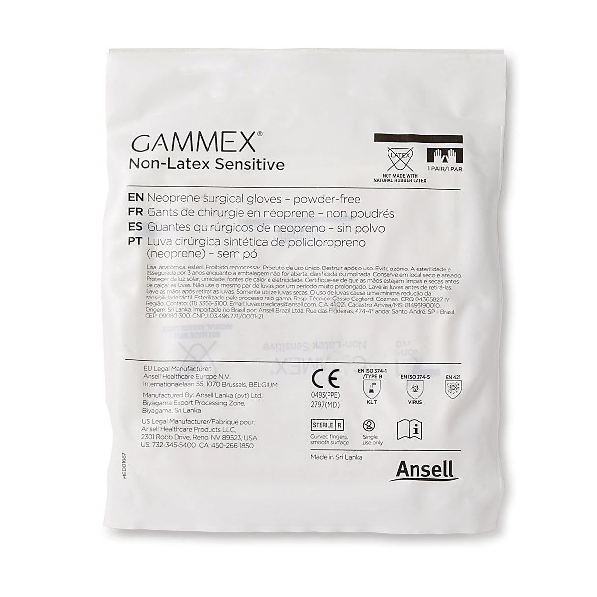 Surgical Glove GAMMEX® Non-Latex Sensitive Size 8.5 Sterile Polychloroprene Standard Cuff Length Micro-Textured Cream Chemo Tested - BeHope