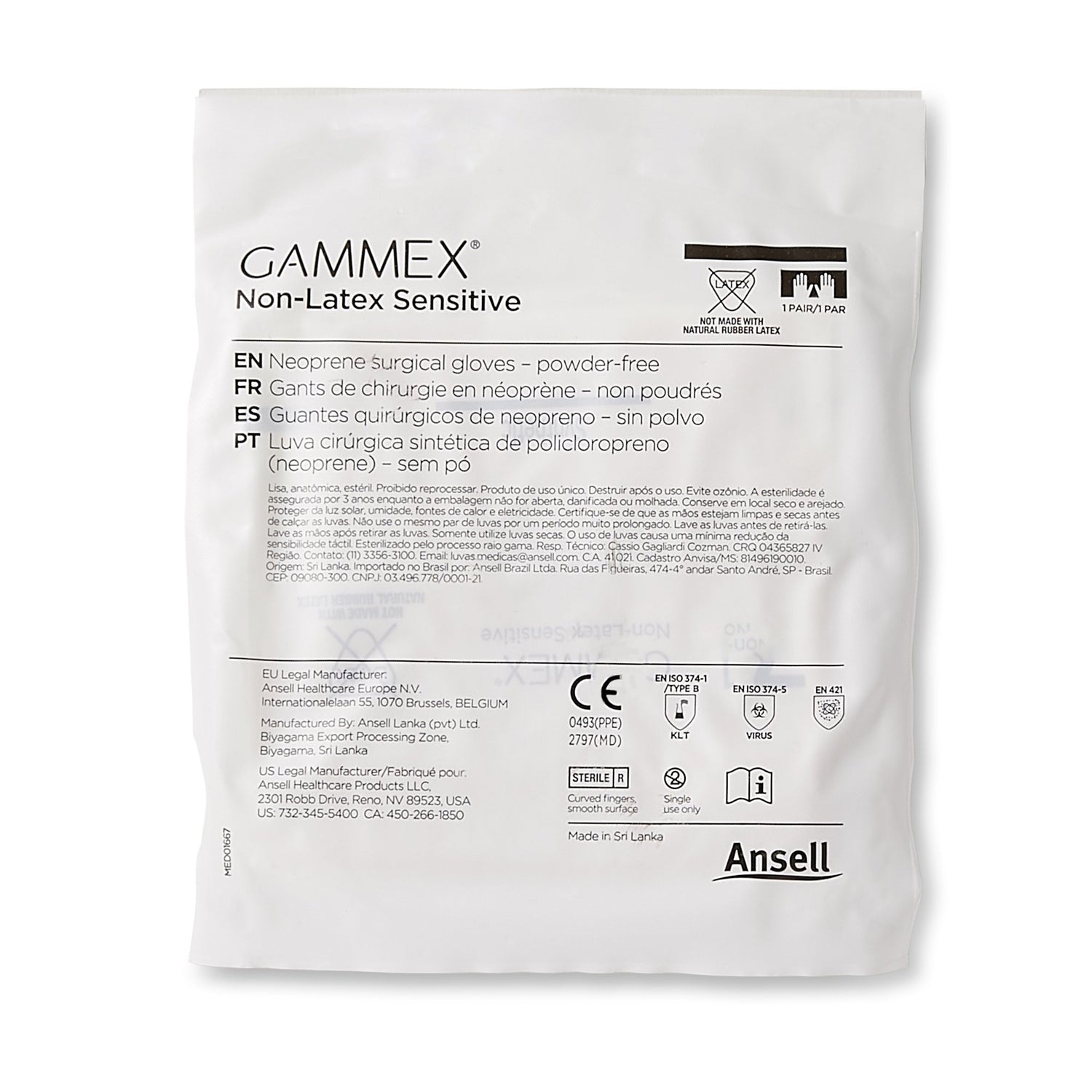 Surgical Glove GAMMEX® Non-Latex Sensitive Size 8.5 Sterile Polychloroprene Standard Cuff Length Micro-Textured Cream Chemo Tested - BeHope