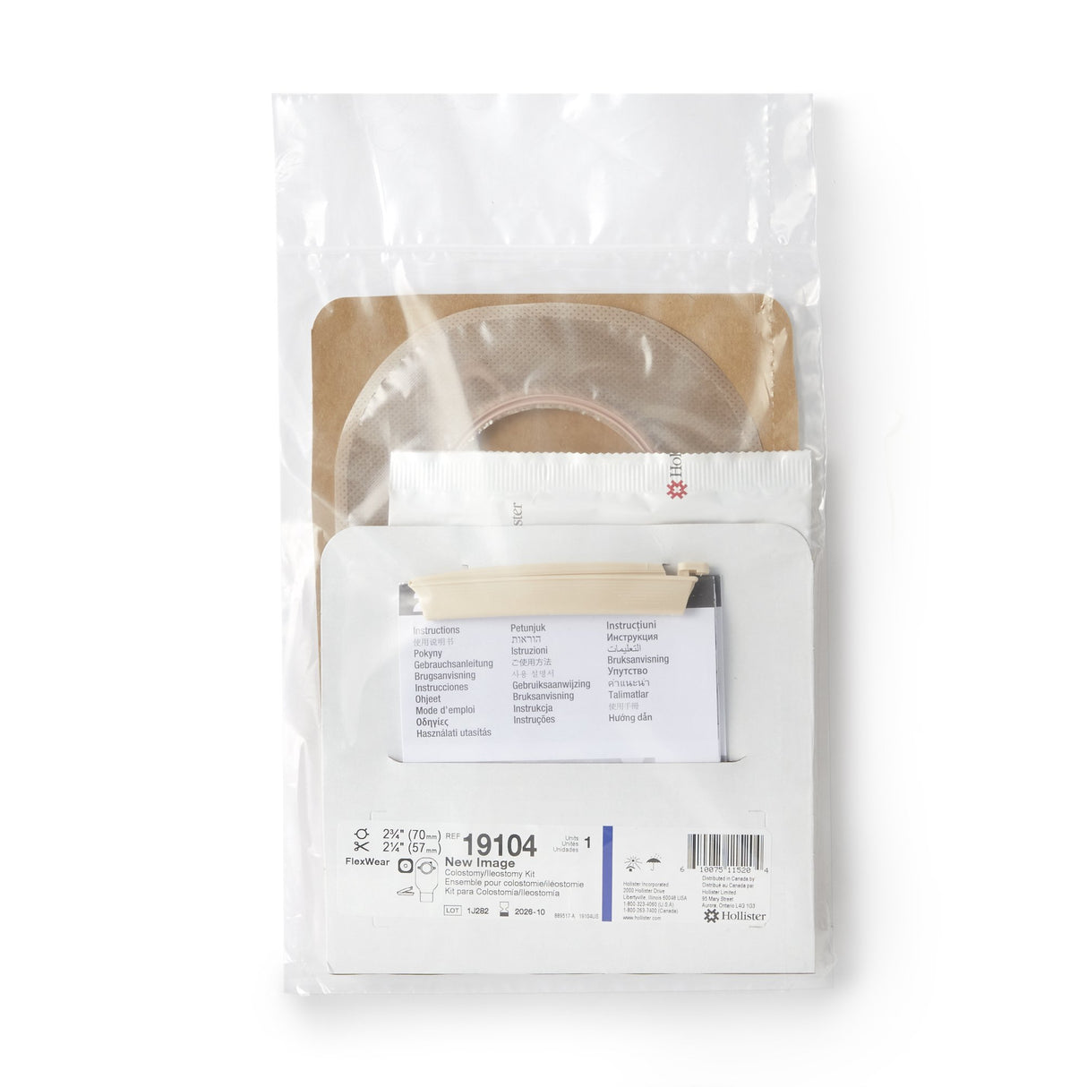 Ileostomy / Colostomy Pouch New Image™ Two-Piece System 12 Inch Length Flat, Trim to Fit 2-1/4 Inch Stoma Drainable - BeHope