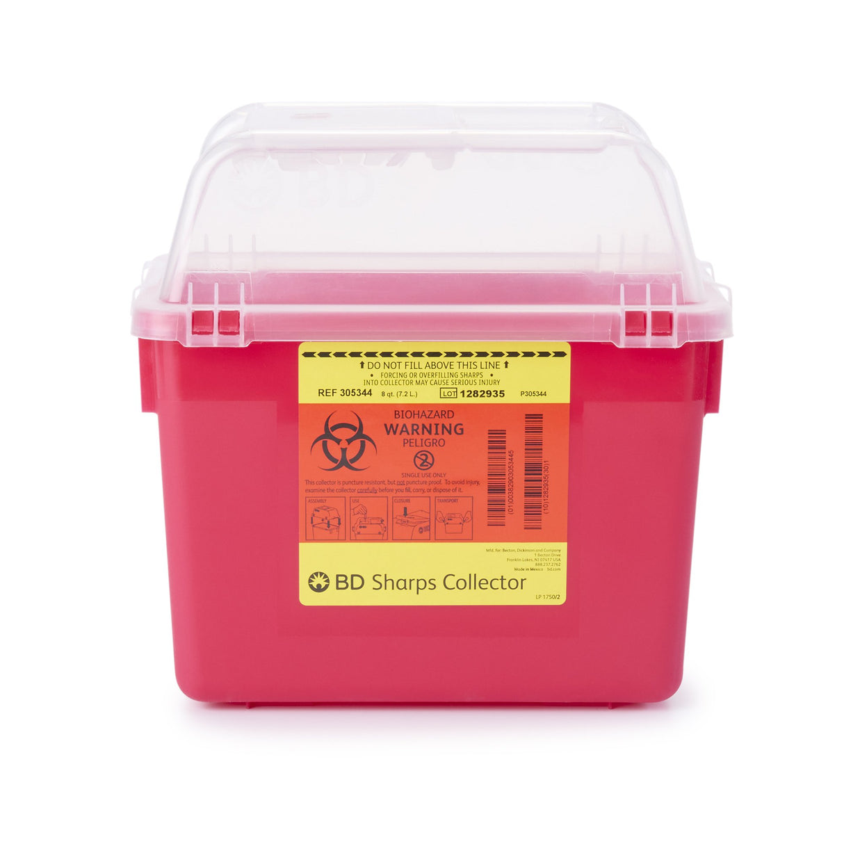 Sharps Container BD™ Red Base 26 X 29 X 17 cm Vertical Entry 2 Gallon - BeHope