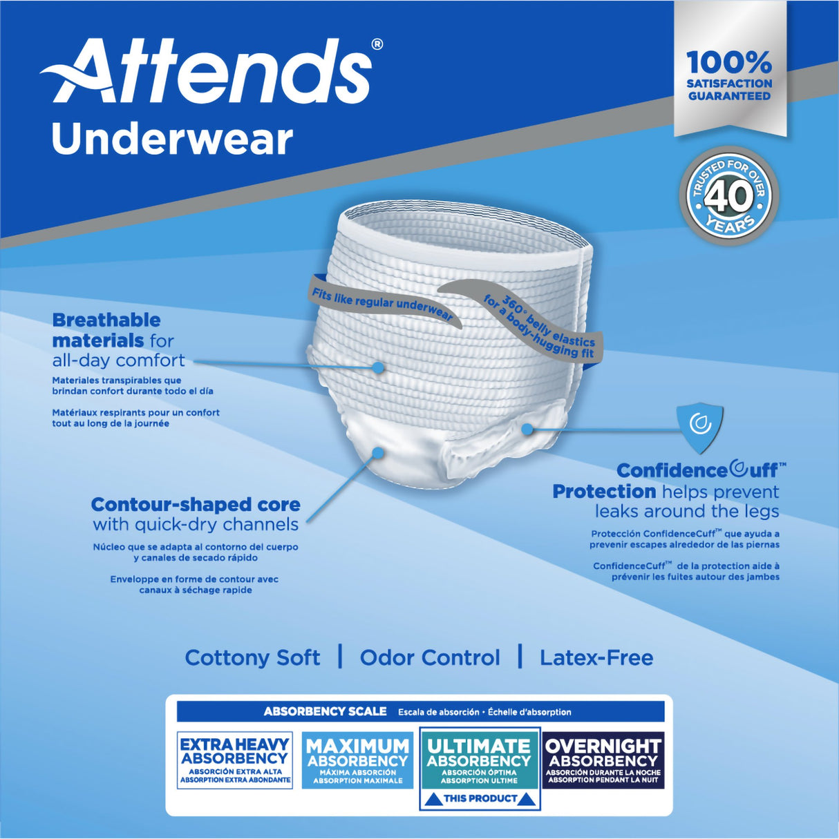 Unisex Adult Absorbent Underwear Attends Advanced Pull On with Tear Away Seams Medium Disposable Heavy Absorbency - BeHope