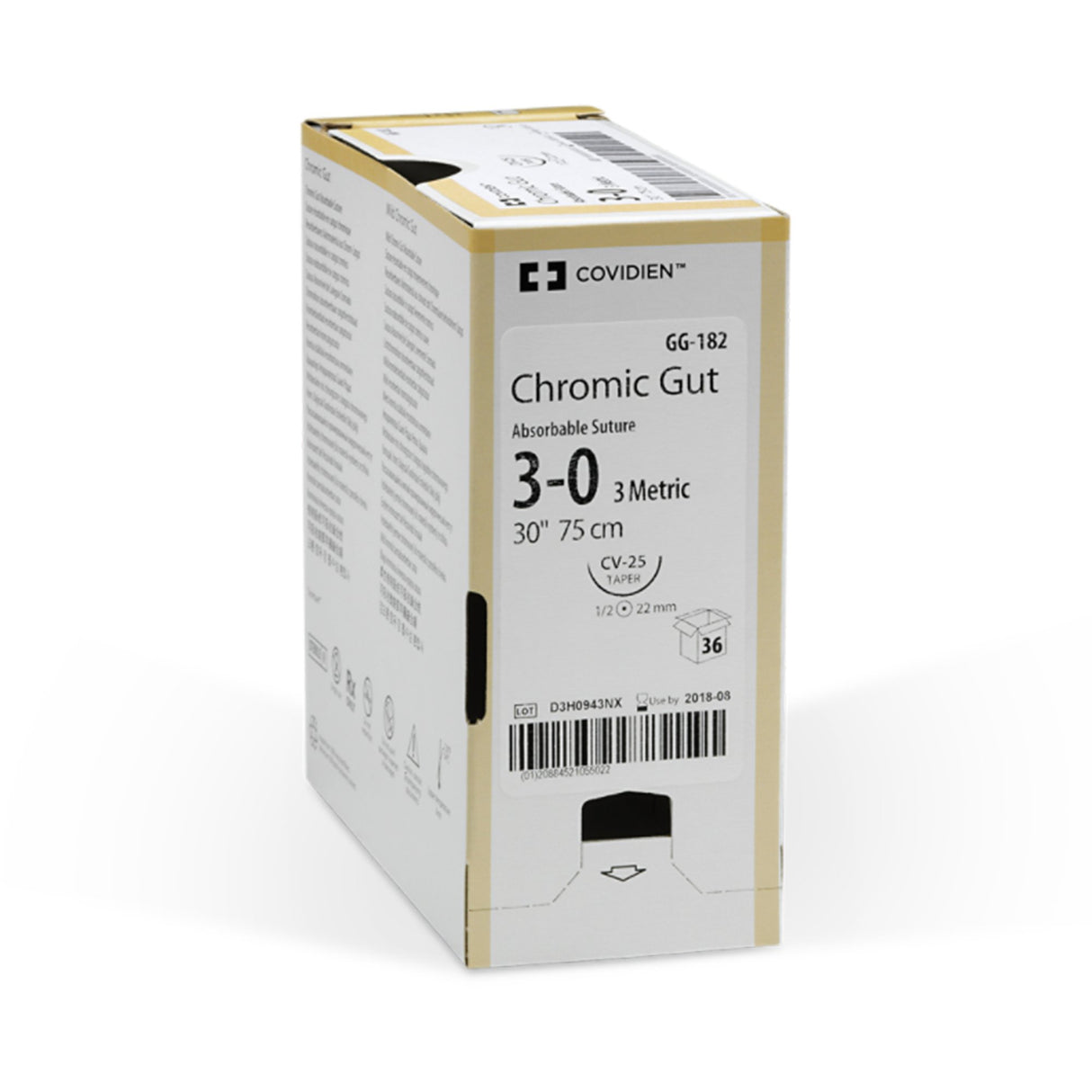 Absorbable Suture with Needle Premium Chromic Gut P-12 3/8 Circle Precision Reverse Cutting Needle Size 4-0 Monofilament - BeHope