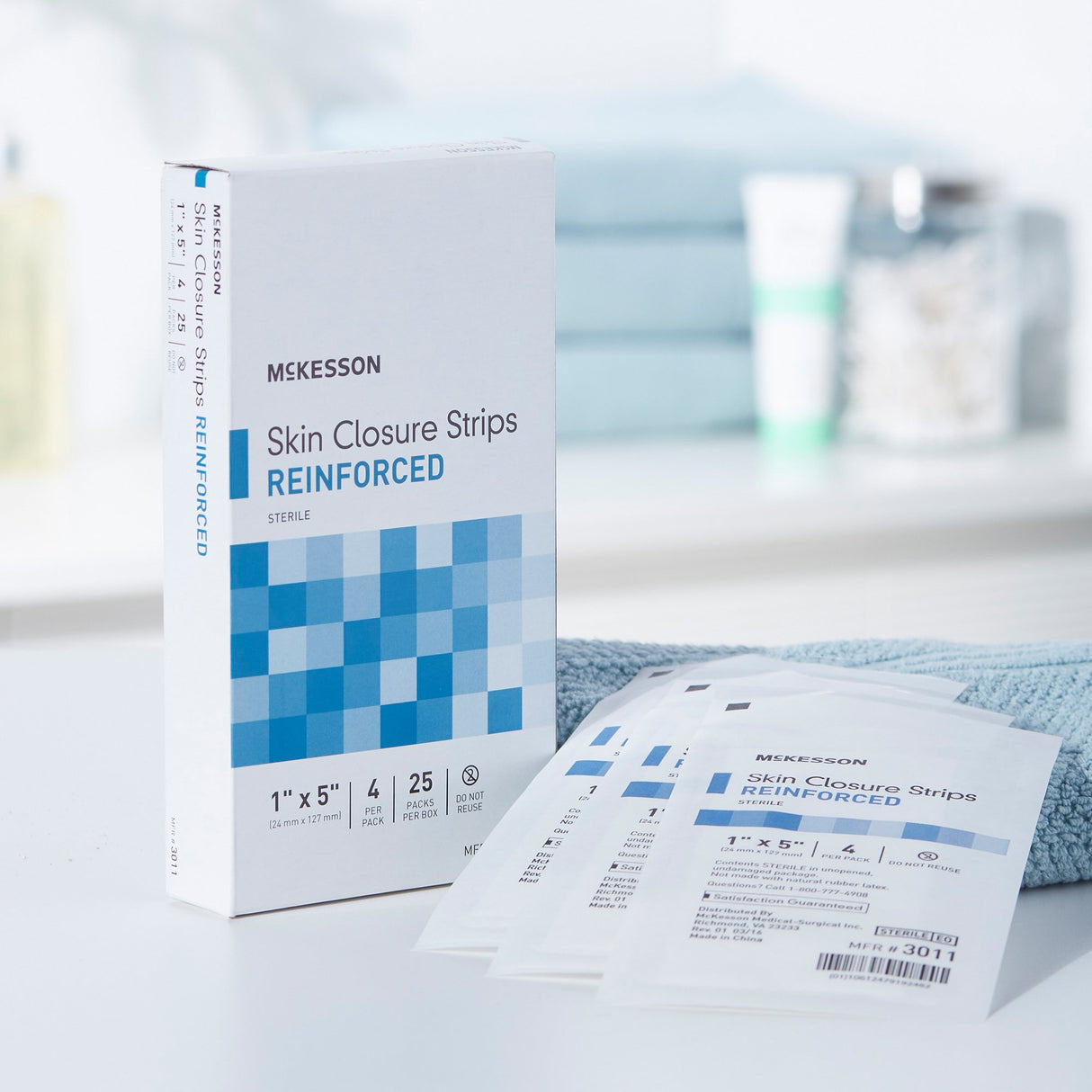 Skin Closure Strip McKesson 1 X 5 Inch Nonwoven Material Reinforced Strip White - BeHope