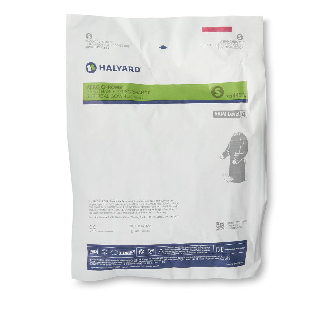 Surgical Gown with Towel Aero Chrome Medium Silver Sterile AAMI Level 4 Disposable - BeHope