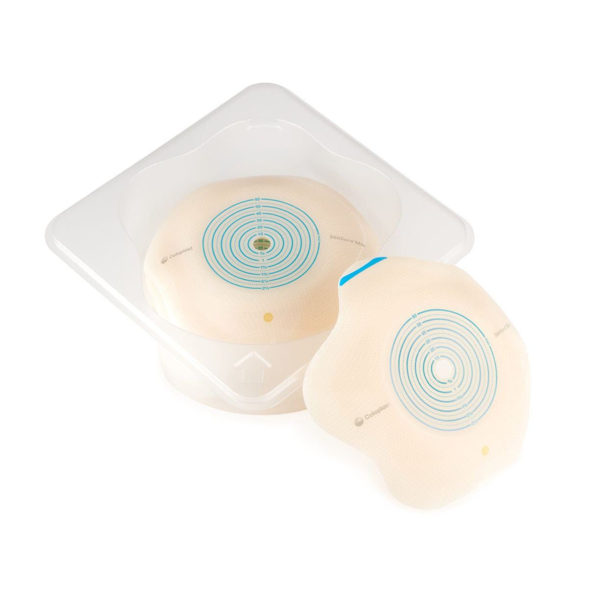 Ostomy Barrier SenSura® Mio Convex Flip Trim to Fit, Extended Wear Elastic Adhesive 70 mm Flange Yellow Code System 3/8 to 2-9/16 Inch Opening - BeHope