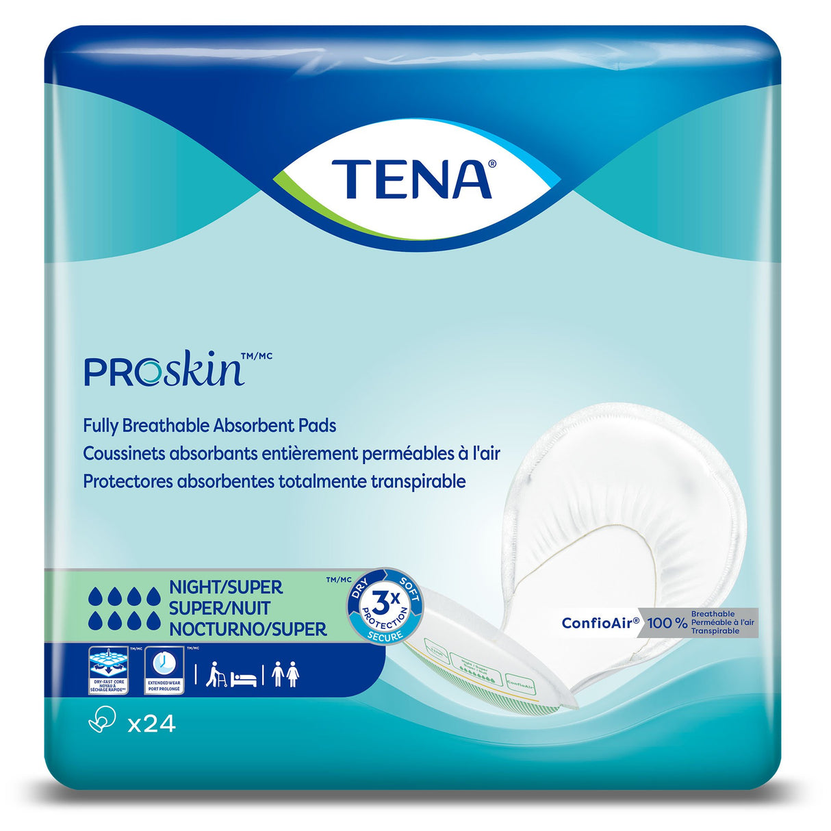 Incontinence Liner TENA ProSkin™ Night Super 27 Inch Length Heavy Absorbency Dry-Fast Core™ One Size Fits Most - BeHope