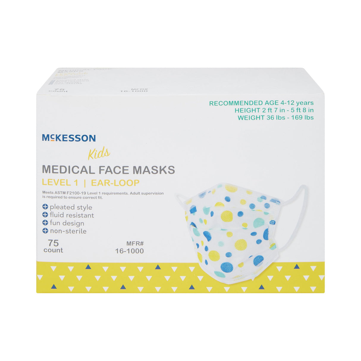 Procedure Mask McKesson ASTM Level 1 Earloops Child Size - BeHope