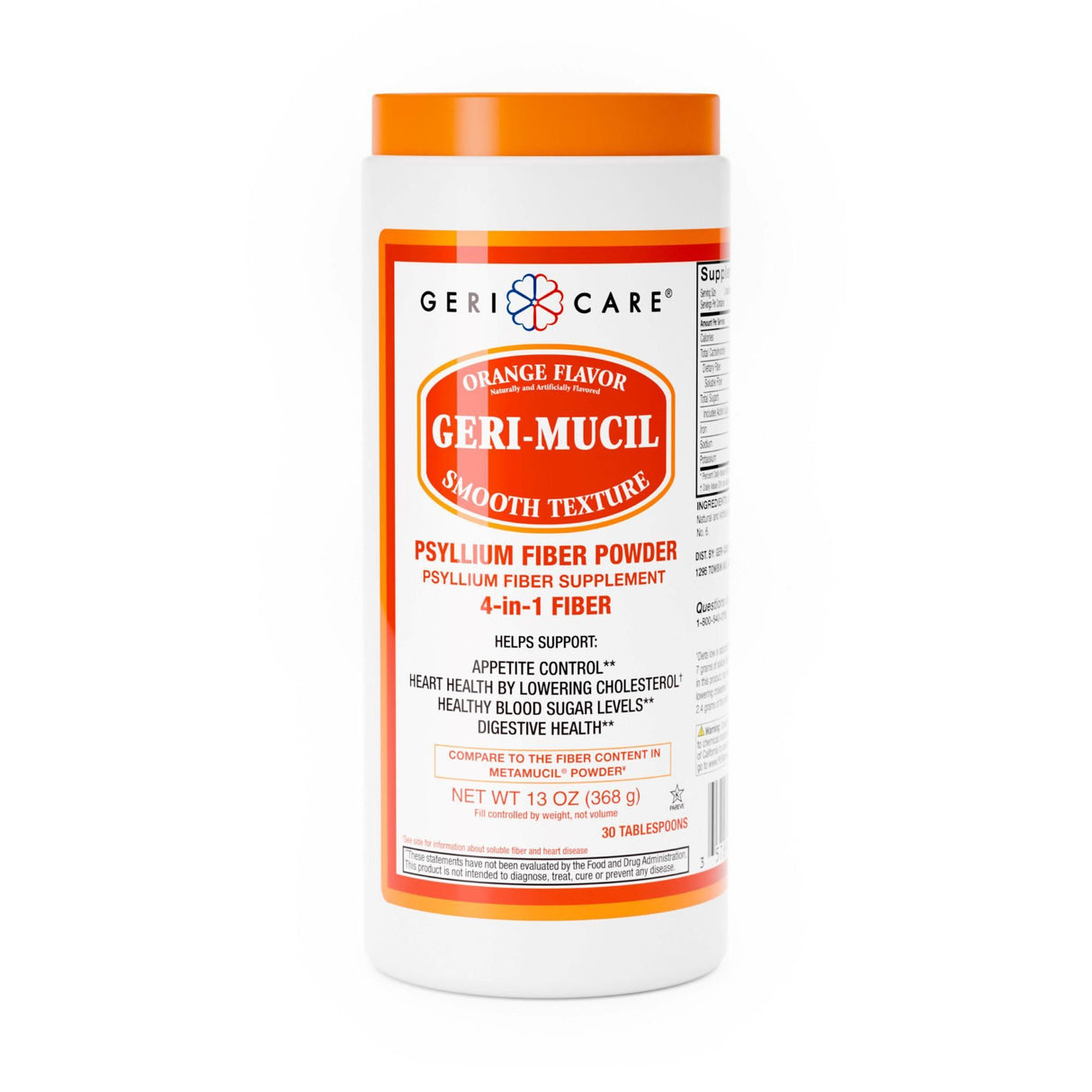 Laxative Geri-Care® Orange Flavor Powder 13 oz. 3.4 Gram Strength Psyllium Husk - BeHope