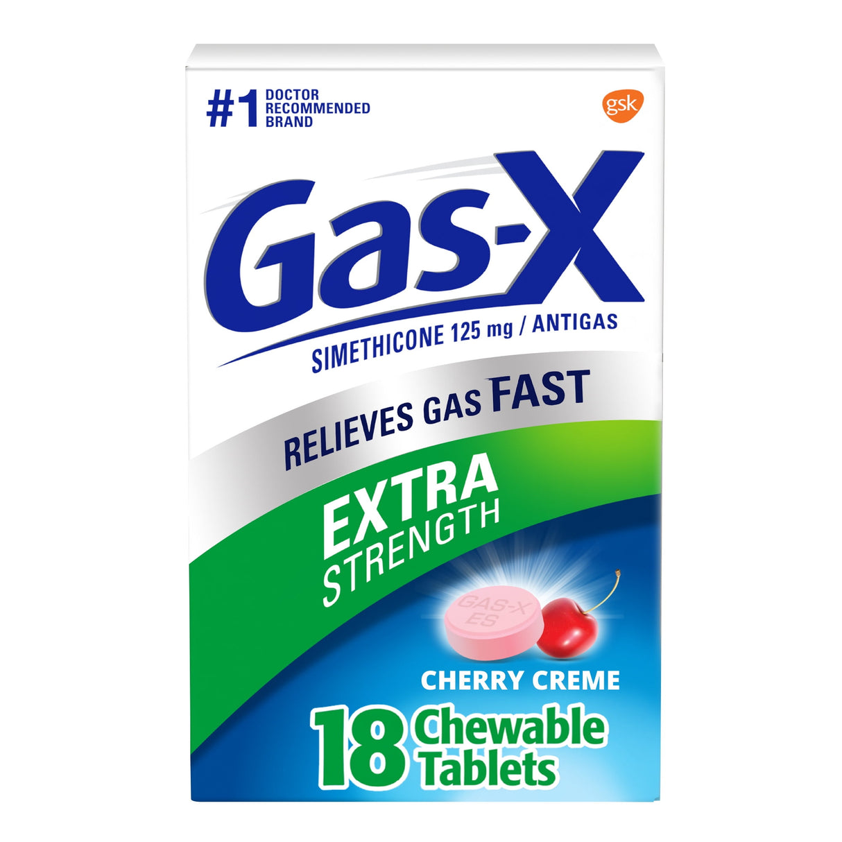 Gas Relief Gas-x® 125 Mg Strength Chewable Tablet 18 Per Box - Behope